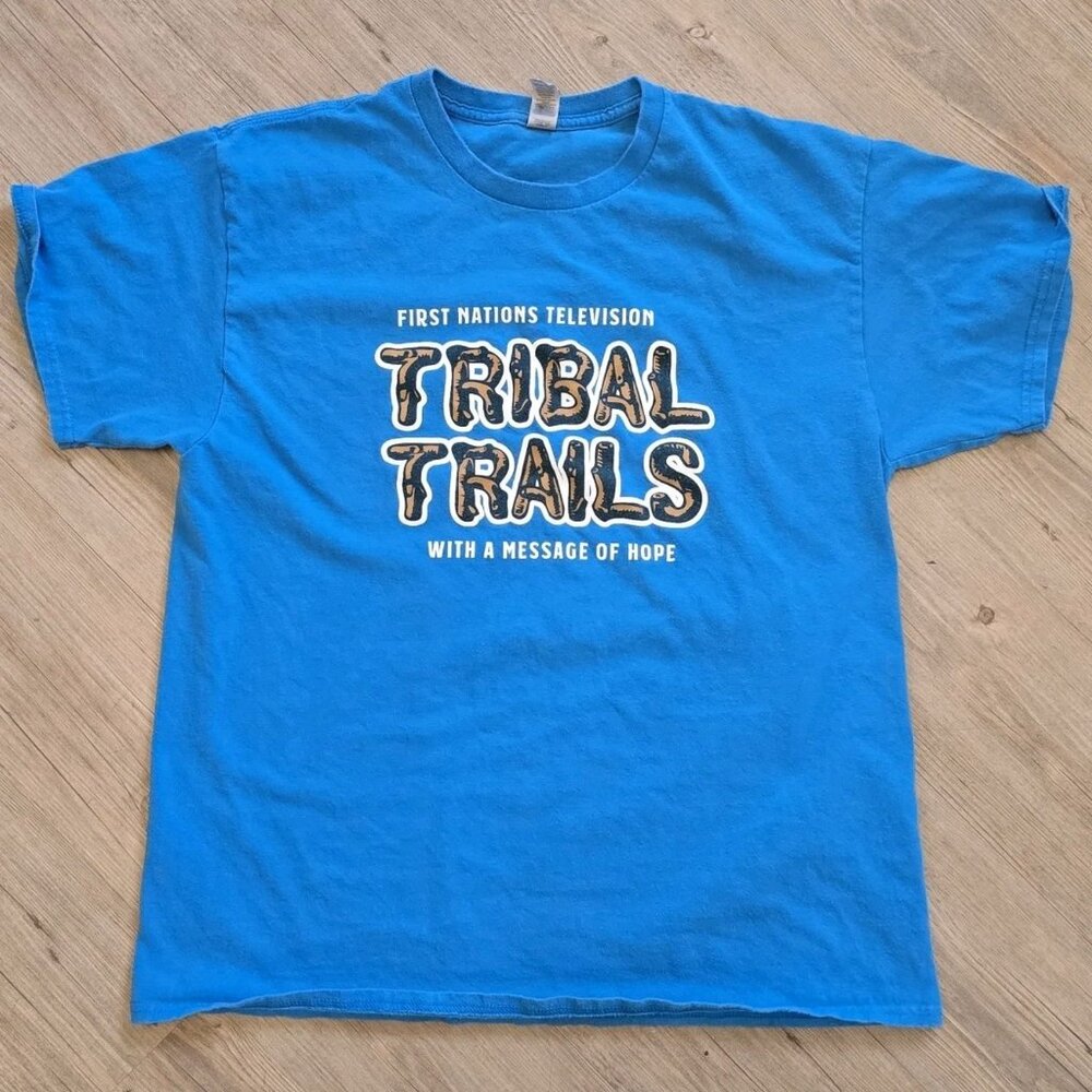 Tribal Trails Canada First Nations Television Blue T Shirt Medium